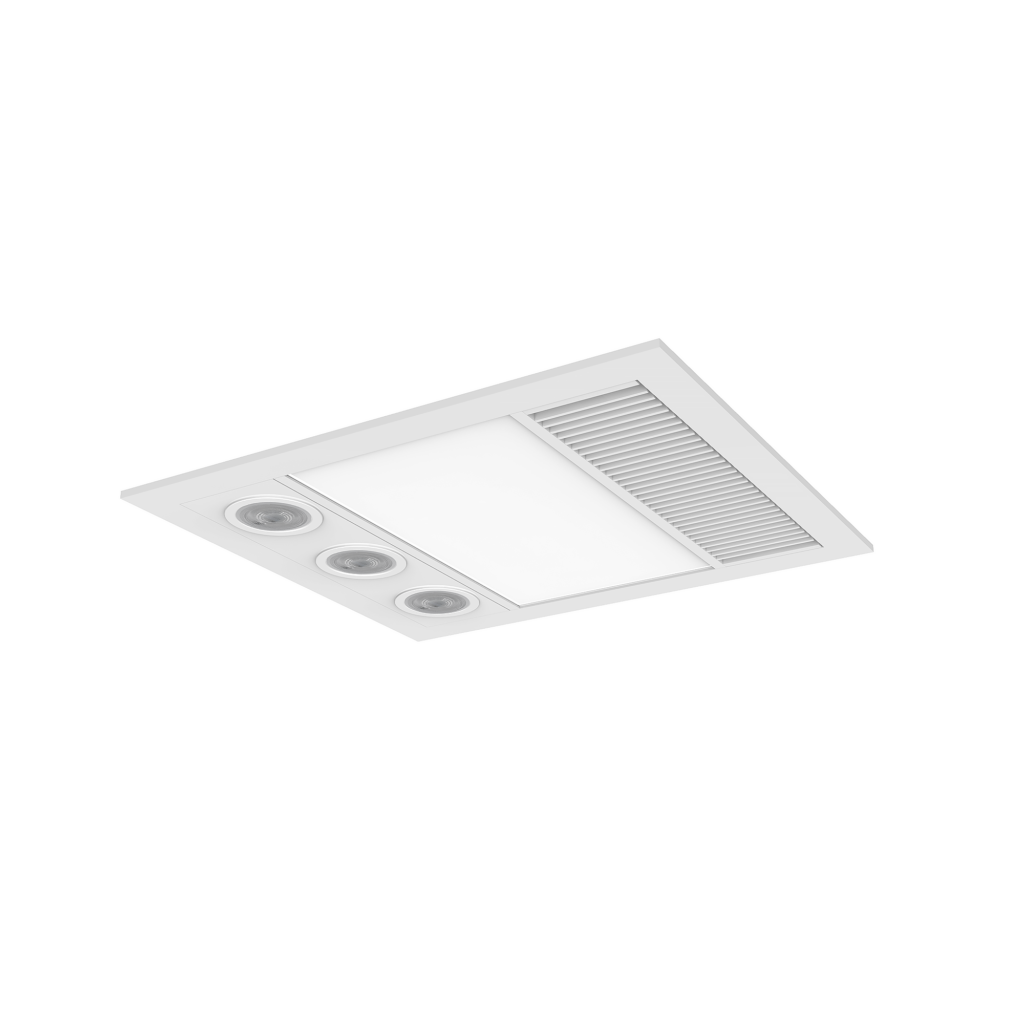 Linear Mini 3-in-1 Bathroom Heater with 3 Heat Lamps, Exhaust Fan and LED Light
