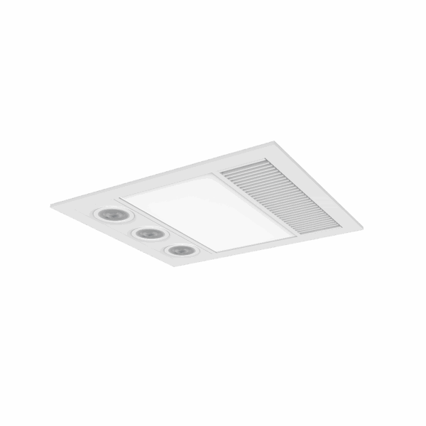 Linear Mini 3-in-1 Bathroom Heater with 3 Heat Lamps, Exhaust Fan and LED Light