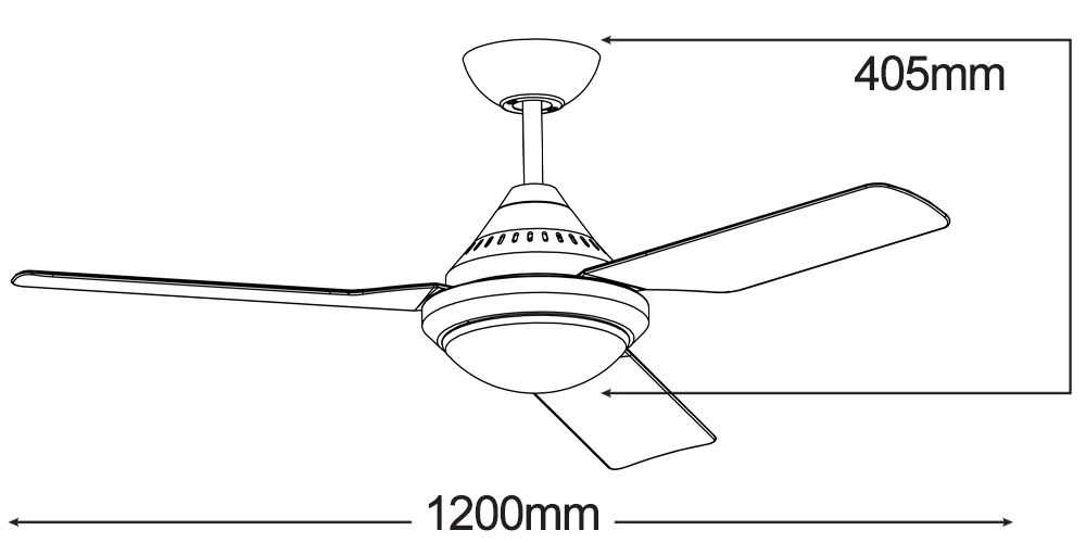 Imperial 48 3 Blade Ceiling Fan With E27 Light Martec