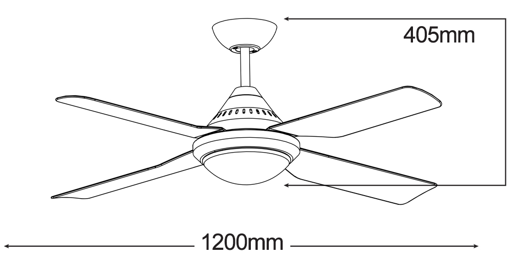 Imperial 48 4 Blade Ceiling Fan With 15w Cct Led Light Martec