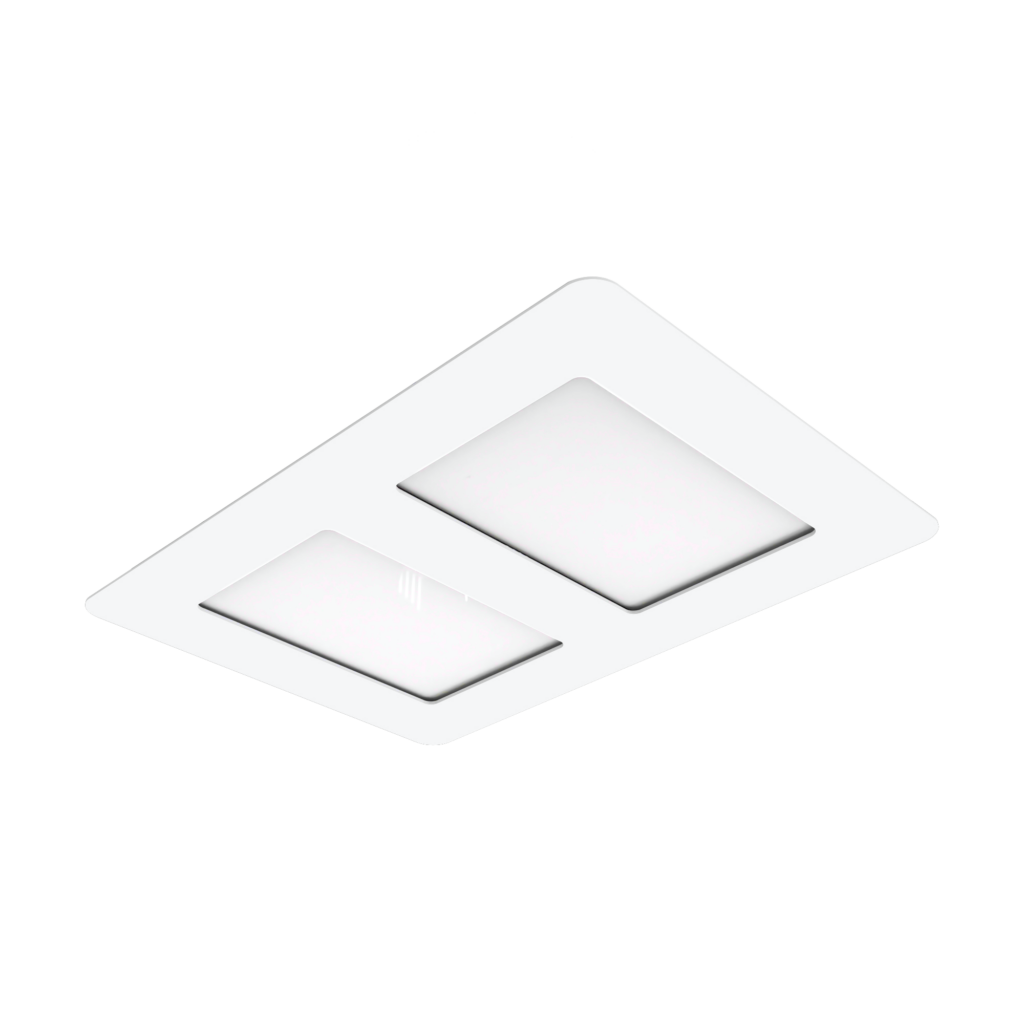 a upside view of aspire 3 in 1 bathroom heater with 2 square LED lamps