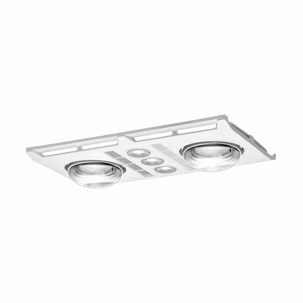 Profile Plus 2  3-in-1 Bathroom Heater with 2 Heat Lamps, Exhaust Fan and GU10 LED Light